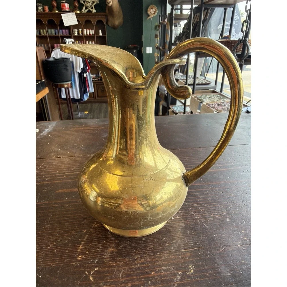 Vintage Brass Pitcher Urn Vase